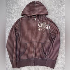 Brown striped y2k american eagle sweatshirt